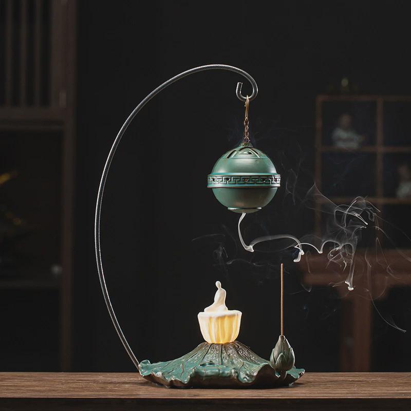 香薰炉挂式倒流香香炉室内家用中式陶瓷摆件客厅禅意复古檀香盘香