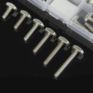 304不锈钢T型螺栓套装t形螺丝T型槽用螺丝压板螺栓M5M6盒装