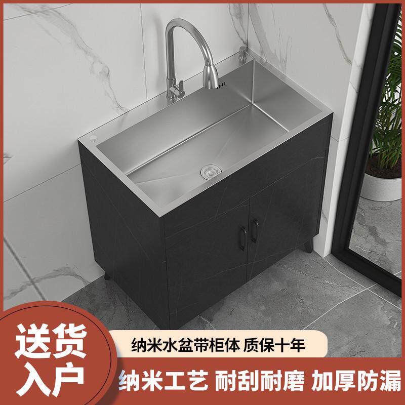 简易橱柜不锈钢洗碗池厨房洗菜盆具一体柜单双水槽家用落地洗碗柜