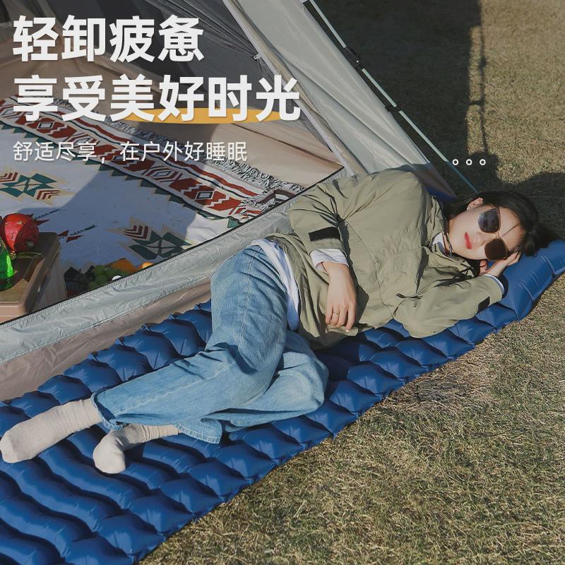 2023新款户外充气垫子防潮垫脚踩单人tpu尼龙可拼接充气垫加厚