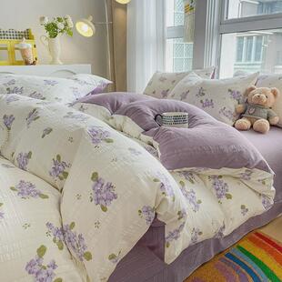 新款云纱棉提花四件套柔软亲家肤用款四件套学生床单被套床上用品