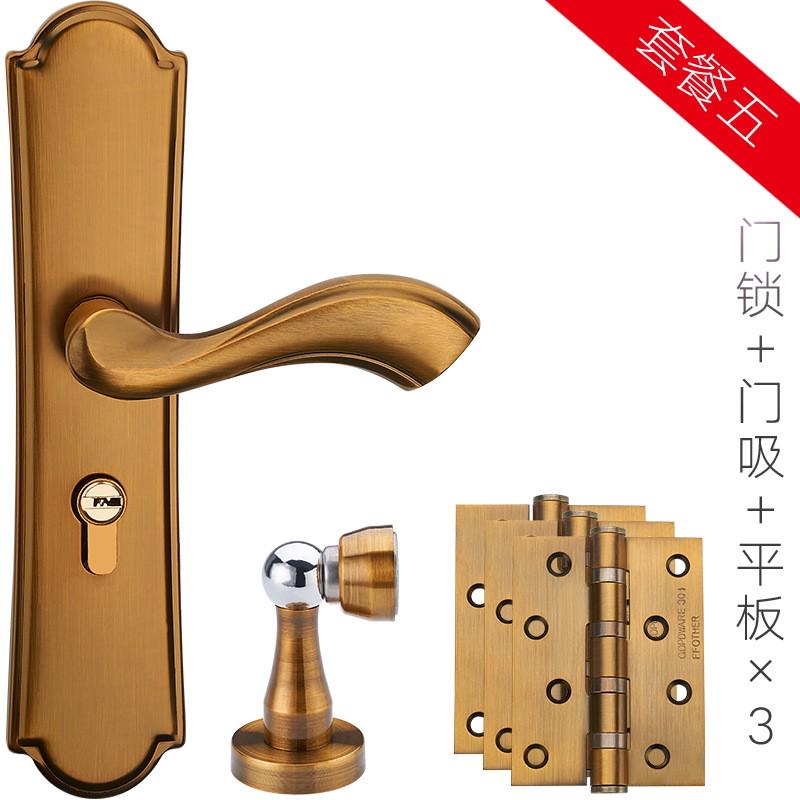 欧式门锁室内门把手美式北欧简约青古铜卧室家用静音锁房门锁
