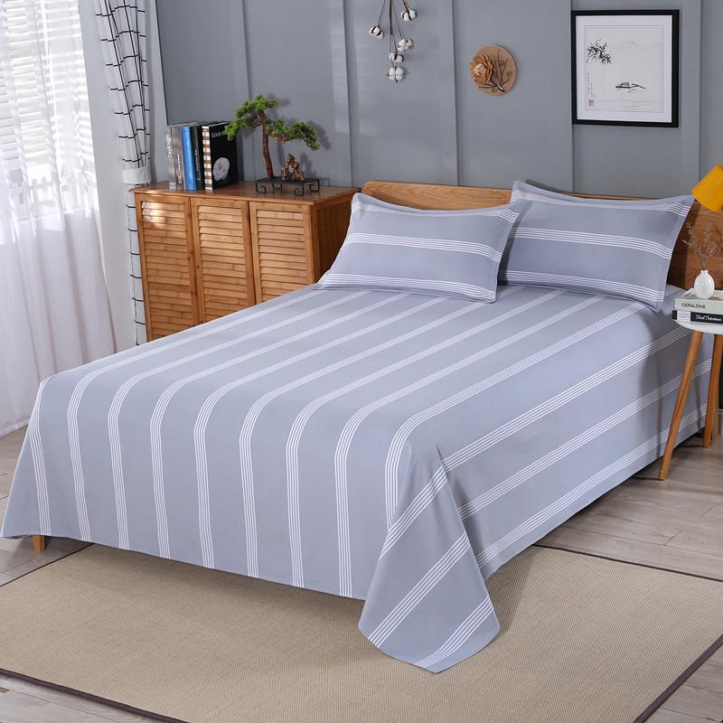 2toe睡单裸睡床单单件厚款条纹老粗布格子不褶皱老试床单三件