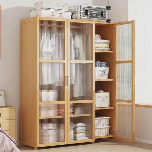 衣柜卧室家用实木防尘布帘儿童简易小户型出租屋用结实耐用收纳小