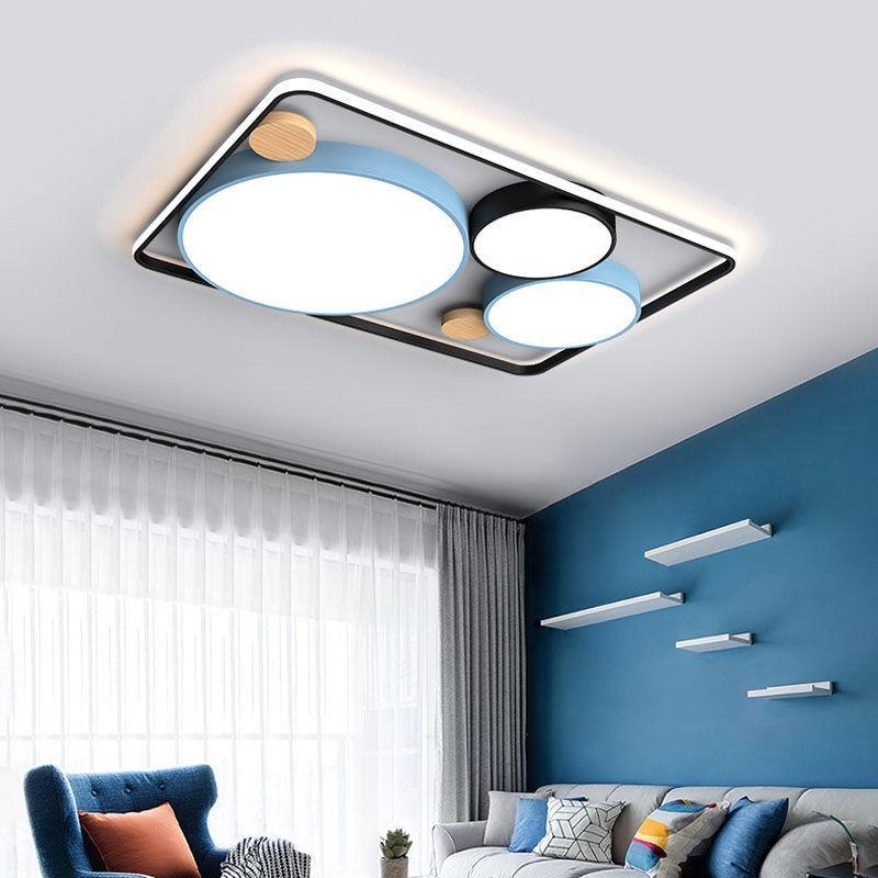 北欧客厅灯简约现代卧室灯长方形led圆形吸顶灯网红大气家用