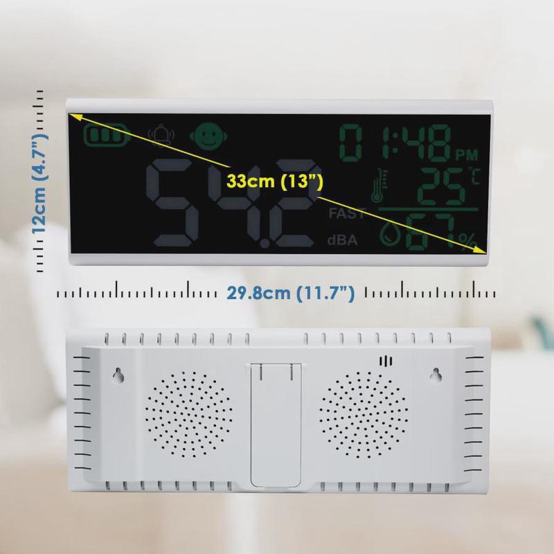 大屏壁挂式数字led噪音计噪声测试仪分贝仪带闹钟时间温湿度