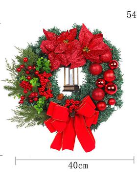 晶辰christmas装饰品圣诞前门带红花家居油灯装饰场景花环