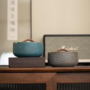 烟缸家用客厅防灰复古带盖子防烟 高档陶瓷烟灰缸轻奢摆件创意个性