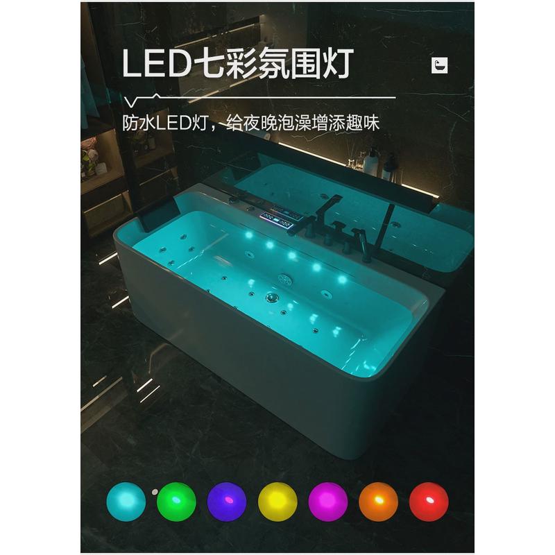 浴缸亚克力日式智能冲浪按摩恒温加热方形家用酒店浴缸1.2-1.8m