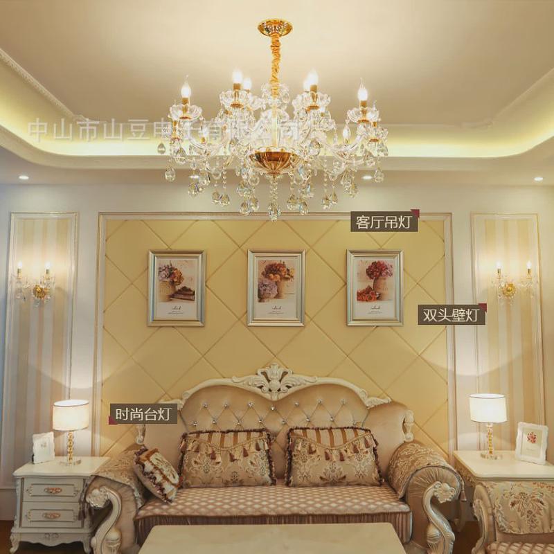 欧式吊灯客厅水晶灯奢华大气卧室现代简约餐厅灯蜡烛复式别墅吊灯