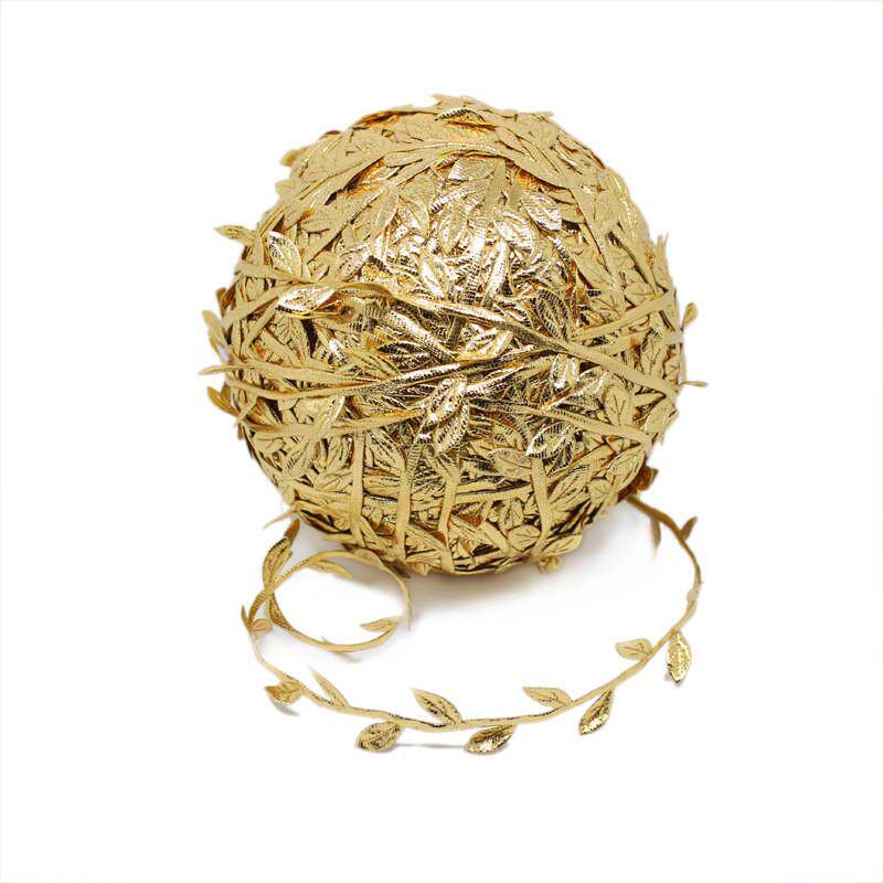 绢布树叶辅料diy手工花环金银材料条仿真叶子藤条200米现货