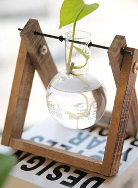 创意水培植物透明木架花瓶桌面小清新容器客厅现代装饰品摆件