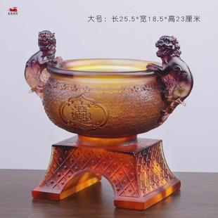 琉璃貔貅聚寶盆招財擺件聚財書房玄關電視柜客廳裝 飾開業(yè)喬遷送禮