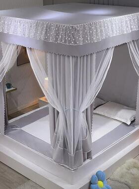86M0遮光床帘蚊帐一体式家用防尘拉链纹帐1.5米1.8m2宝宝防摔坐床