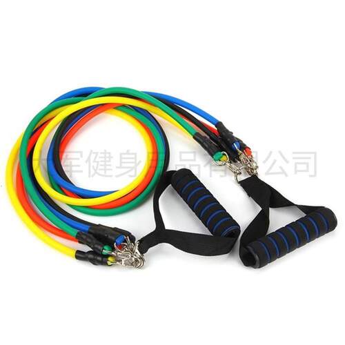 11件套拉力绳胶管乳150磅阻力绳室内健身房家用套装多功能拉力带