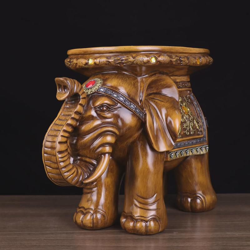 吉祥招财玄关摆件批发创意礼品大象换鞋凳树脂工艺品中国风仿木