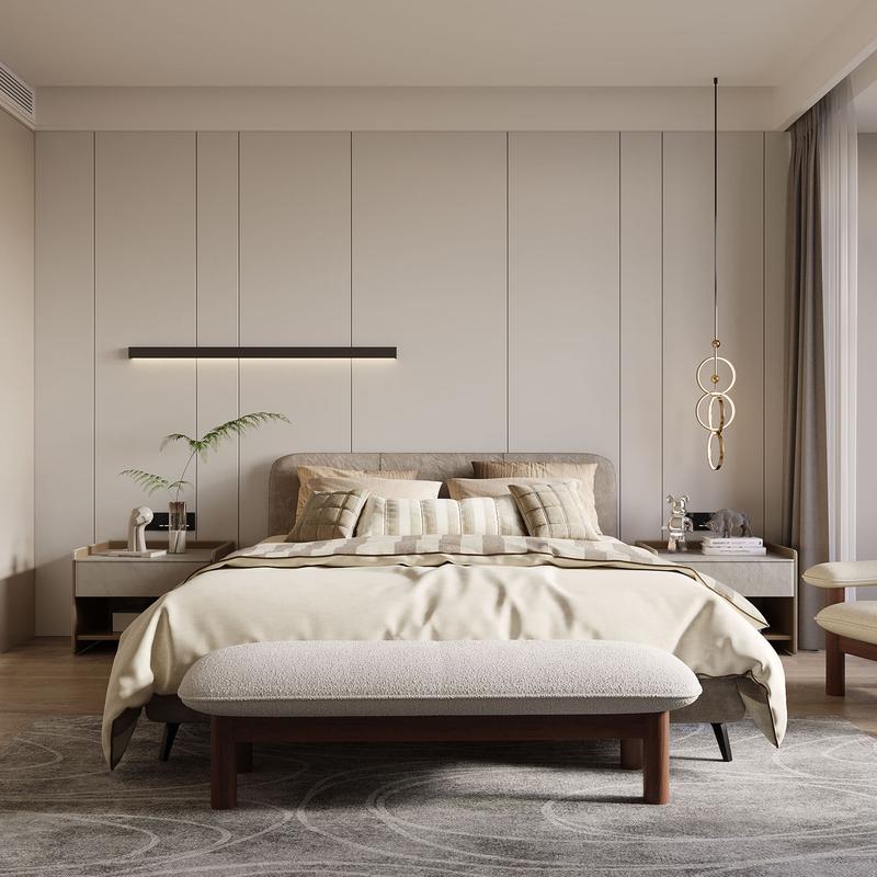 卧室硬包背景墙风床头电视轻奢简约现代软包护墙板奶油沙发客厅