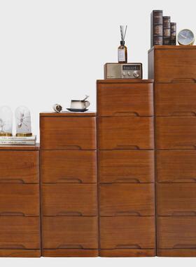 zq窄夹缝柜抽屉式收纳柜25/30/40/50cm加深实木储物五斗橱床头柜