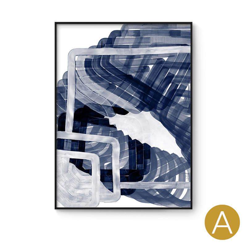 北欧后现代蓝色抽象大幅落地抽象装饰画壁画别墅样板房设计师挂画