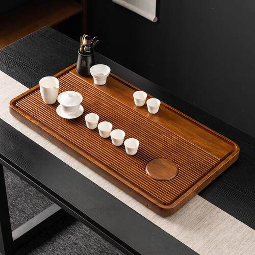 茶盘实木茶台简约茶具套装办公室家用2023新款茶盘长方形排水式