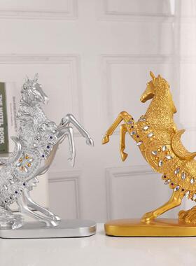 欧式复古马工艺品家软装饰品创意家居摆件高端办公室玄关立马摆件