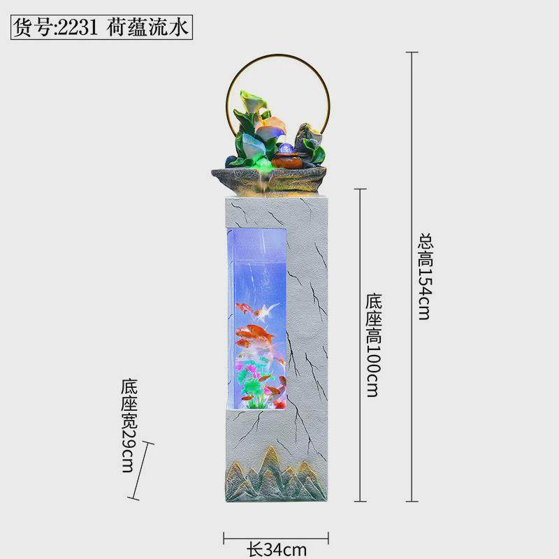 旁客厅电视柜新中式鱼缸流水景观玄关装饰加湿器开业大型落地摆件,家居饰品,装饰摆件,淘宝优惠券,粉丝福利购,淘宝优惠卷