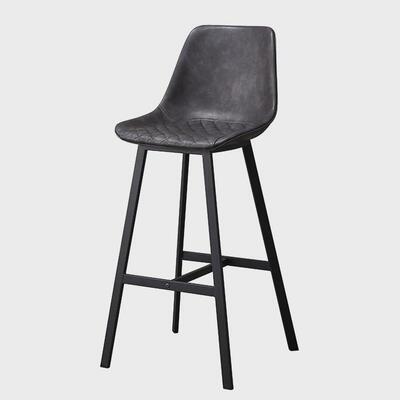 北欧轻奢简约舒适咖啡厅铁艺高脚网红复古软革高脚吧台凳靠背餐椅