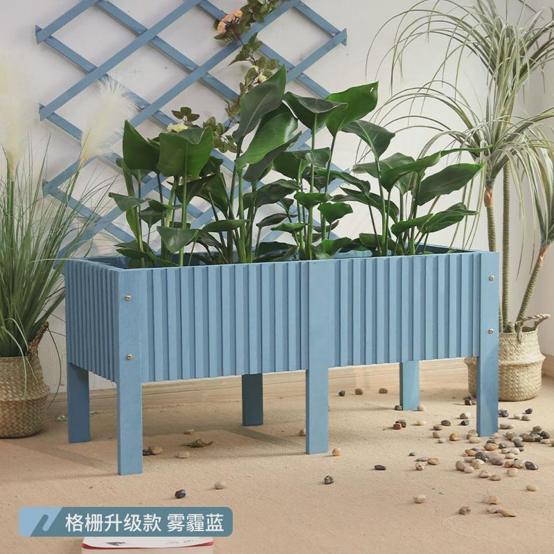 防腐木花箱室内阳台花槽户外长方形高脚加种植箱室外木制长条花盆