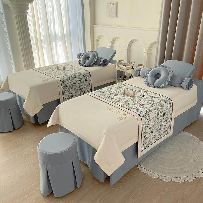 高档美容床罩四件套推拿高级感按摩理疗美容院专用采耳洗头床罩套