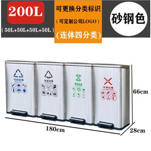 脚踏式踩办公室内带盖小号大容量厨余二三四分类不锈钢垃圾桶商用