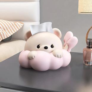 创意熊创意纸巾盒家用实用轻奢抽纸盒客厅茶几酒柜餐巾纸收纳盒