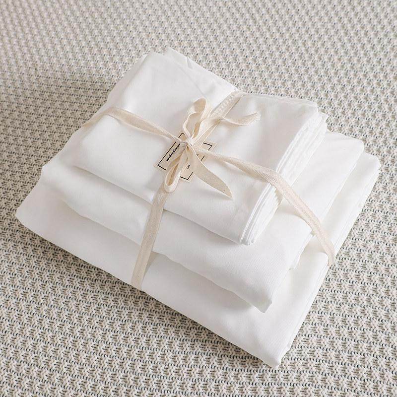 酒店民宿风床上用品四件套纯白全白色宾馆被套床单人三件套床笠款,床上用品,床品套件/四件套/多件套,淘宝优惠券,粉丝福利购,淘宝优惠卷