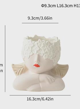 莫狄森ins少女头像陶瓷花瓶创意礼品化妆刷收纳家居装饰笔筒摆件