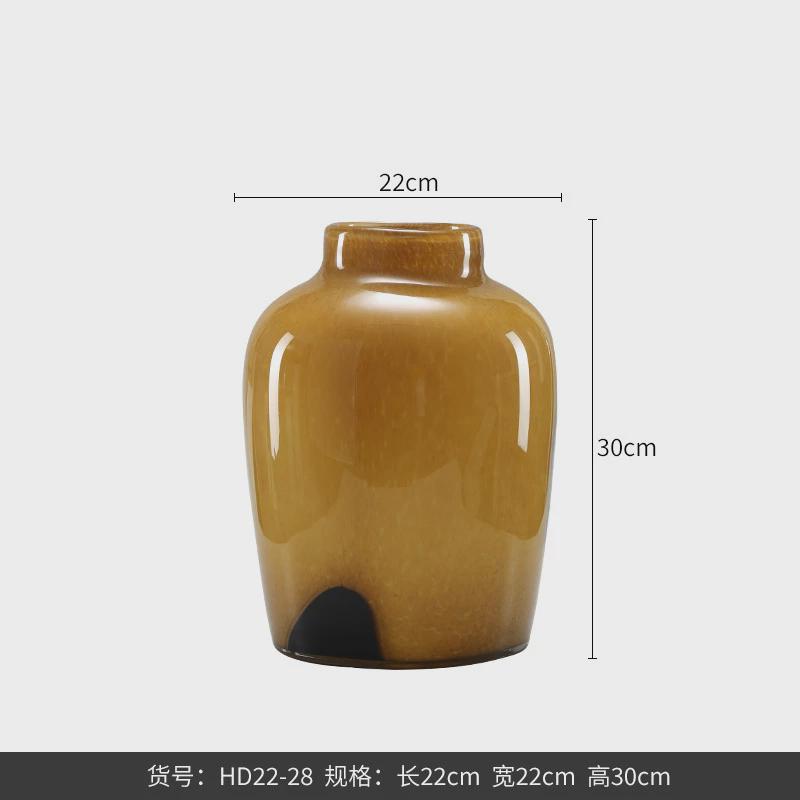 博西软装创意棕黑色波点罐状玻璃花瓶家居设家居饰品水培花器