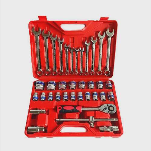 供应37件套筒组合工具箱汽车维修扳手套筒两用扳手套装工具箱