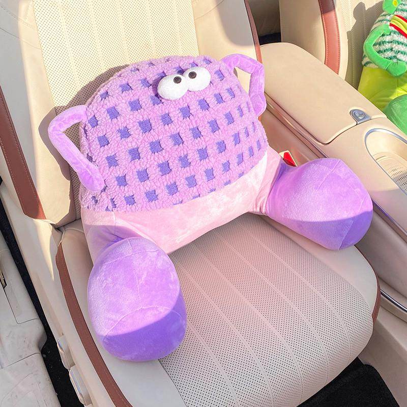 汽车腰靠卡通靠背腰垫护腰车载座椅腰托开车怪兽办公室车用腰枕女