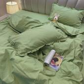 j6dacec潮流被套绿花边四件套仙踪床笠款 1.8三件套学生宿舍床单人