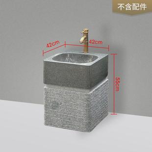 大理石立柱盆水池幼儿园庭院儿童 天然石材洗手台盆一体户外落地式