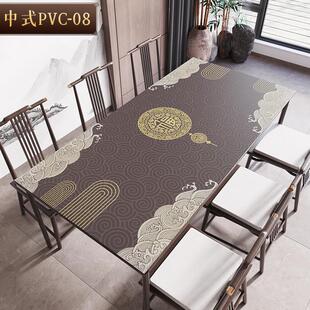 轻奢新中式古韵国风pvc软皮革桌布防水防油免洗桌垫批发台布代发