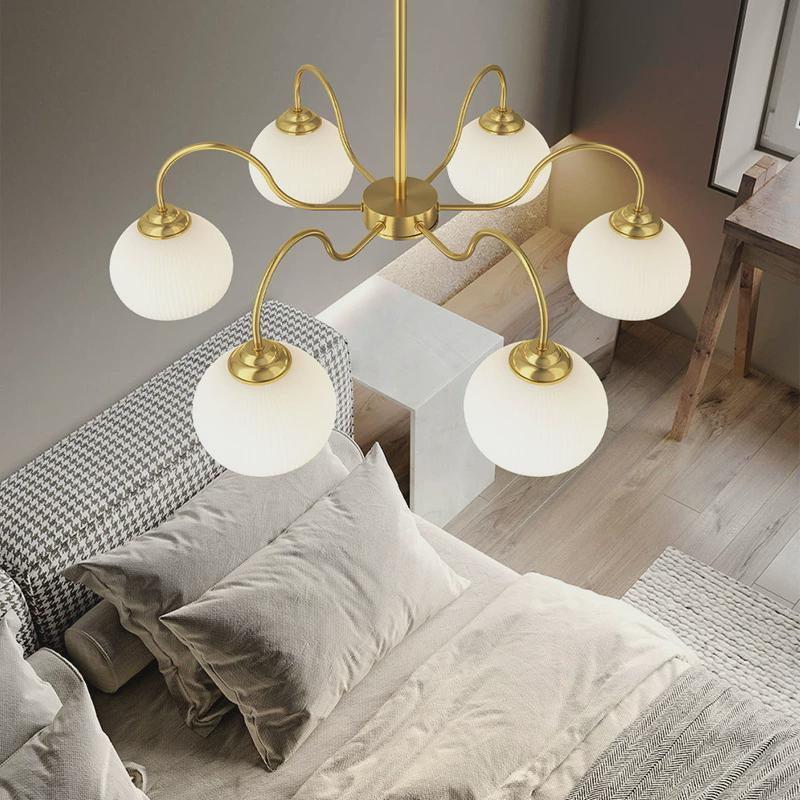 热销创意中古客厅吊灯法式奶油风卧室餐厅灯全铜轻奢田园广东中山