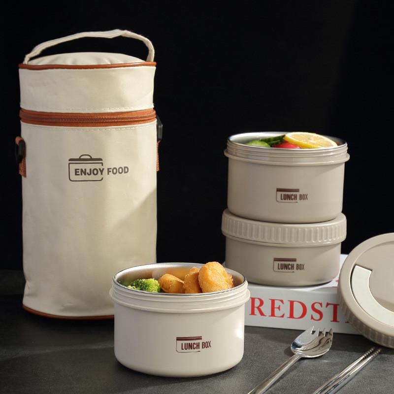 316不锈钢保温饭盒家用便携圆形多层上班族学生单人密封便当餐盒