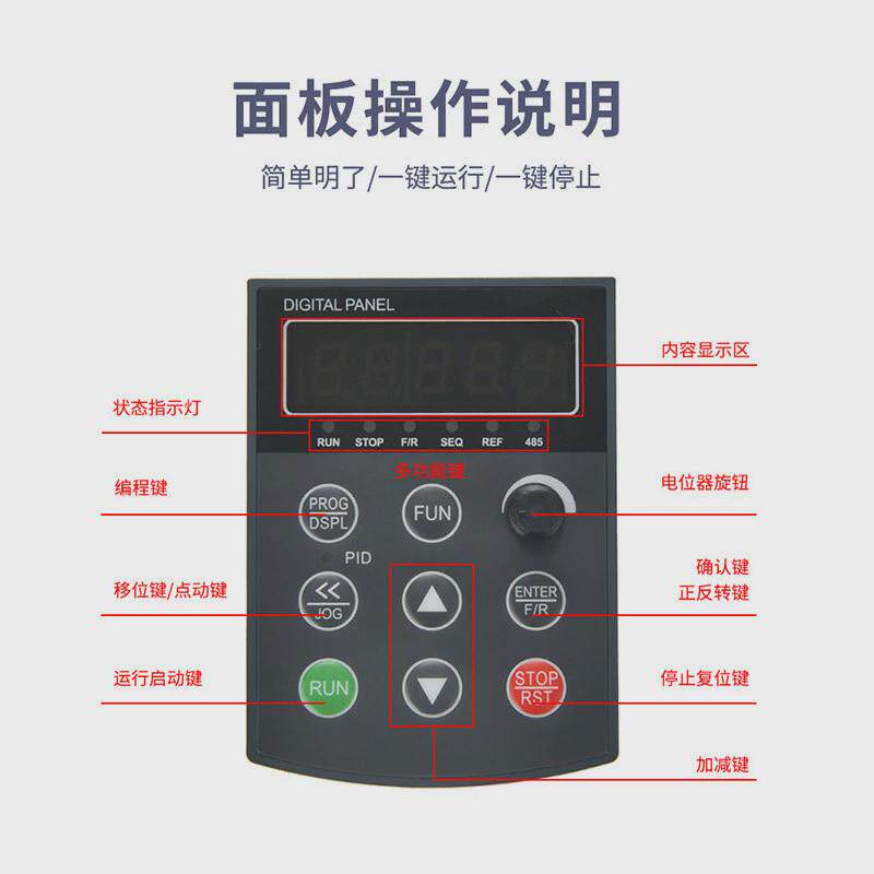 单相三相电机1.5-2.2-4-5.5-7.5kw单相220转三相380v变频器调速器