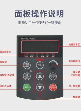 单相三相转1.5-2.2-4-5.5-7.5kw单相220变频器三相380v电机调速器