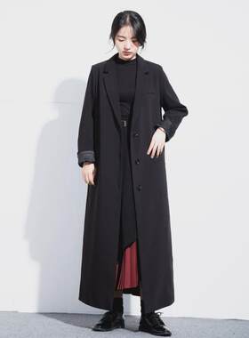 黑色风衣过膝宽松春装韩版高个子休闲深棕色超长款女