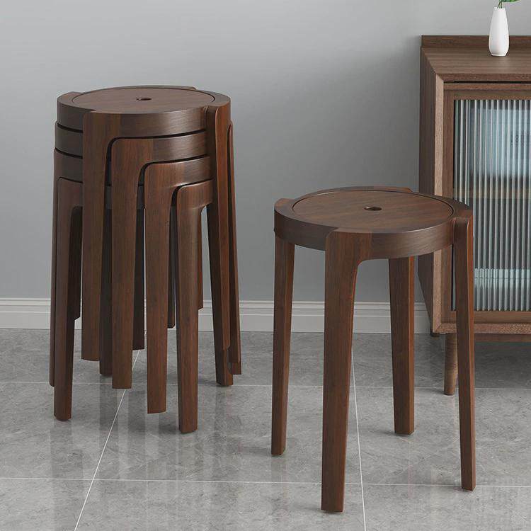 实木凳子家用可叠放高板凳新中式圆凳简约小凳子客厅轻奢餐桌椅子