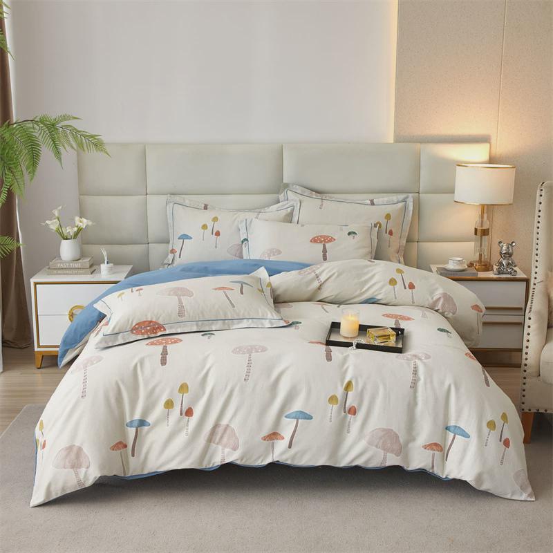 加厚新款轻奢简约印花床单被套床上用品四件套纯棉磨毛四件套全棉