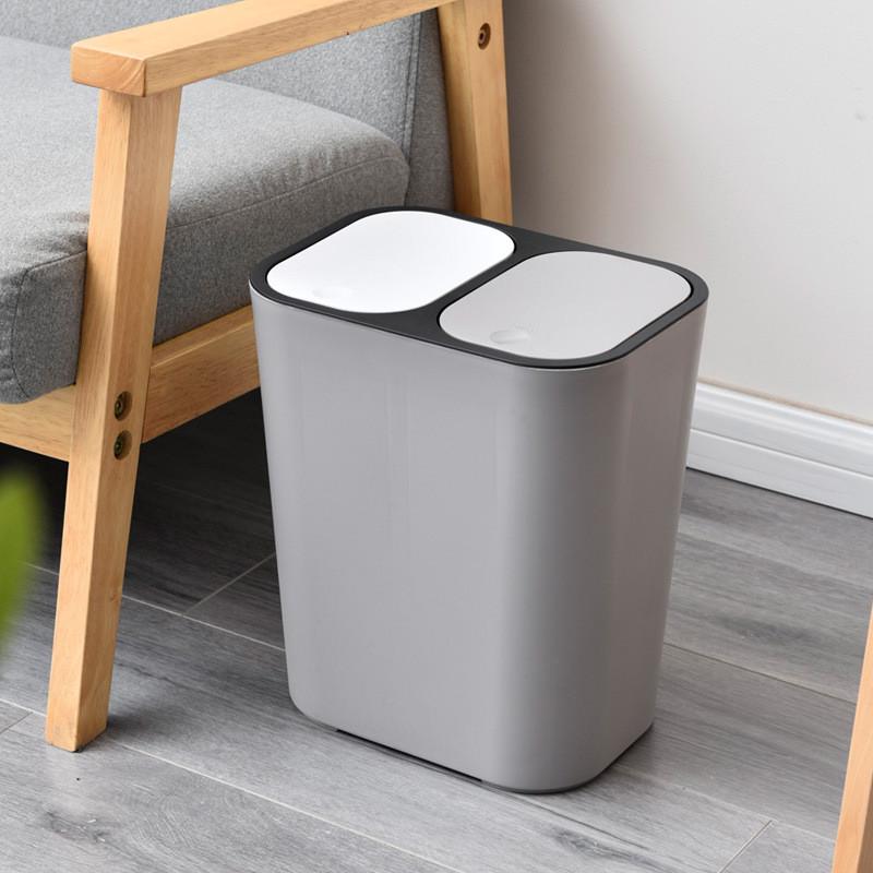 分类垃圾桶家用干湿分离客厅厨房垃圾收纳桶盖弹盖双按压式塑料桶