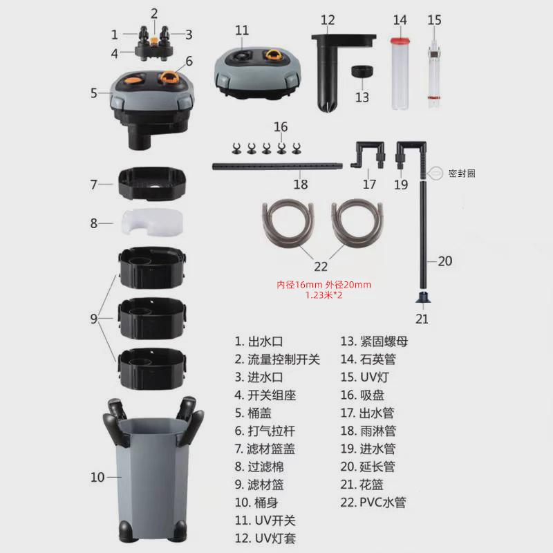 宝松鱼缸水循环过滤桶外置式静音水族鱼池净水过滤系统鱼缸过滤器