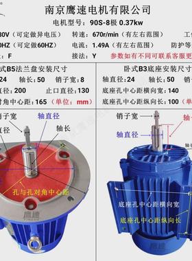 直供厂家y90s-80.37kw三相异步低转速电动机