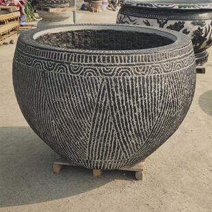 石雕花盆养鱼老石槽室外摆件门海手工穿道儿养鱼缸庭院青石鱼缸